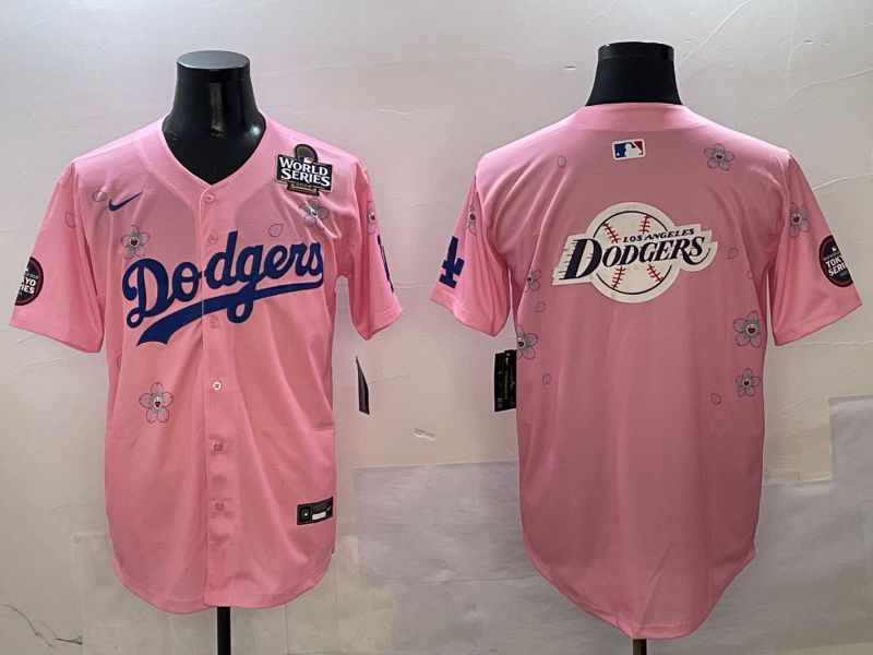 Men Los Angeles Dodgers Blank Pink Sakura Edition 2025 Nike MLB Jersey style 27->los angeles dodgers->MLB Jersey